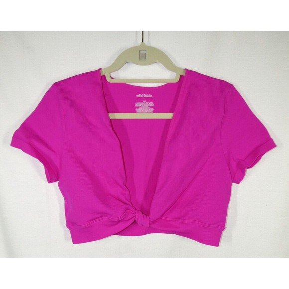 Wild Fable Tops - Wild Fable Women's Fuchsia Ribbed Deep V Neck Cropped Fitted Top Size XXL